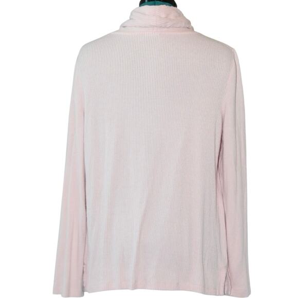 Weekends by Chico’s Pink Cowl Neck Pullover Sweater Women Size 1 Soft Cozy Knit - Picture 2 of 3